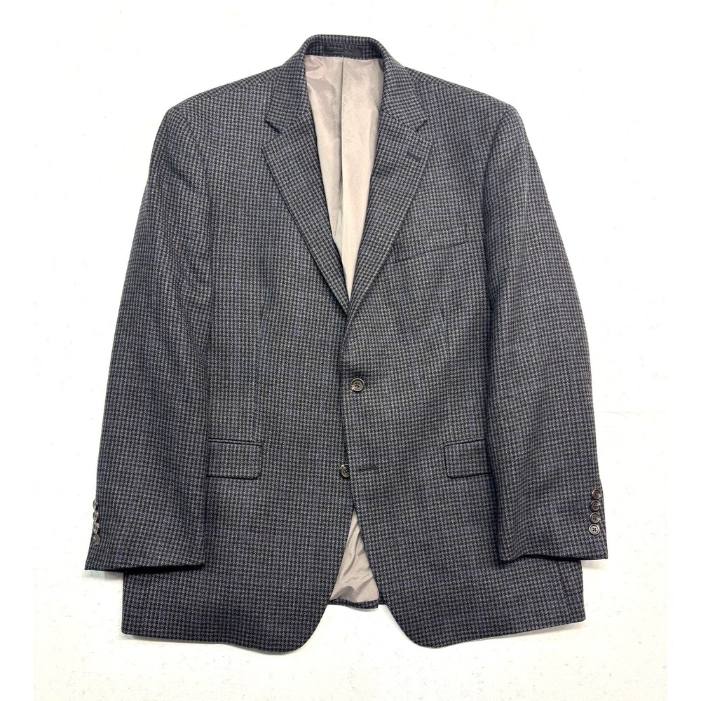 Ralph Lauren 44R‎ Gray Black Houndstooth Wool Cashmere Blazer Jacket Sport Coat
